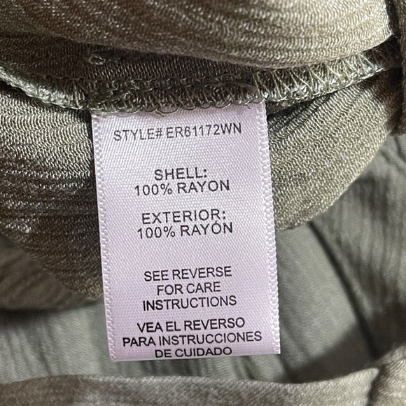 EN CREME Sage Green Smocked Waist Drawstring Wide Leg Jumpsuit Medium Boho NEW - Picture 6 of 11